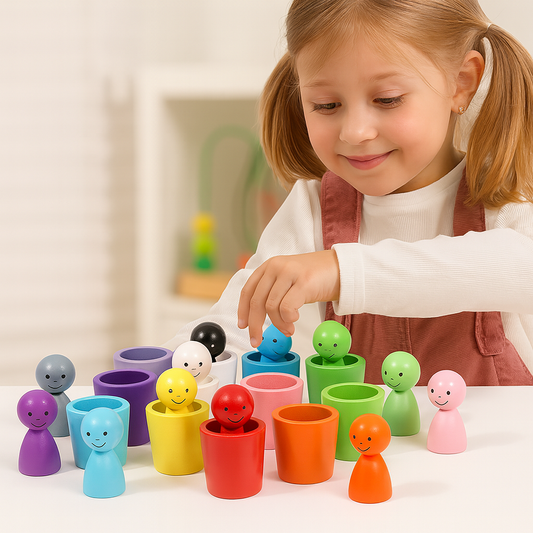 Montessori Farvesorteringsspil i Træ – Lær & Leg med Farver