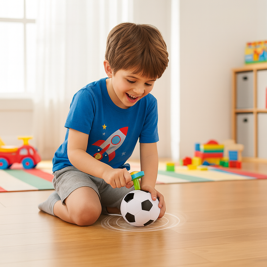 Blinkande LED Fotbollssnurra - Kul för Barn