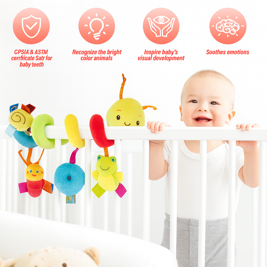 Färgglad Spiral Leksak till Spjälsäng – Stimulerande & Säker