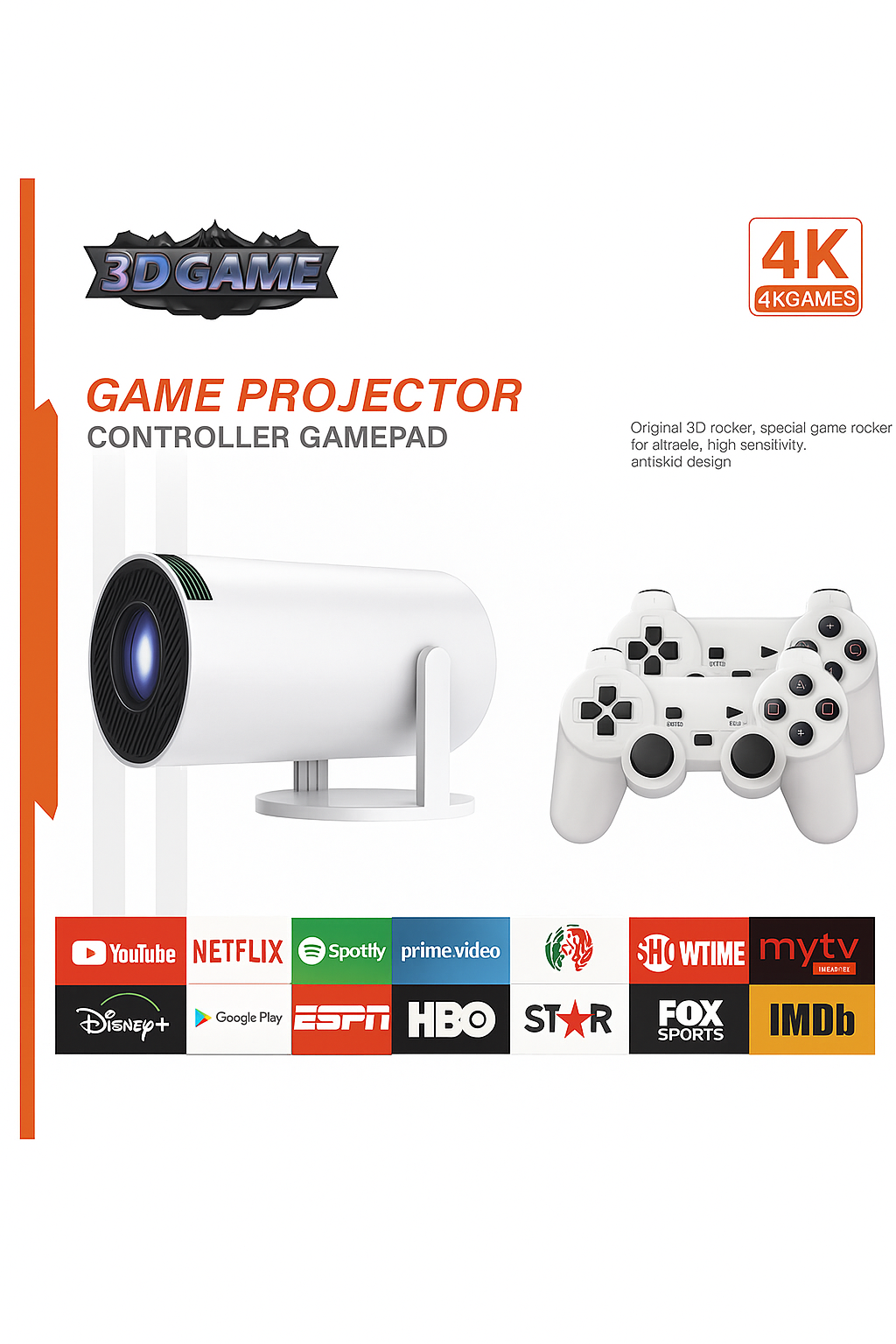 4K Miniprojektor med Trådlös Spelupplevelse och Smart Funktion
