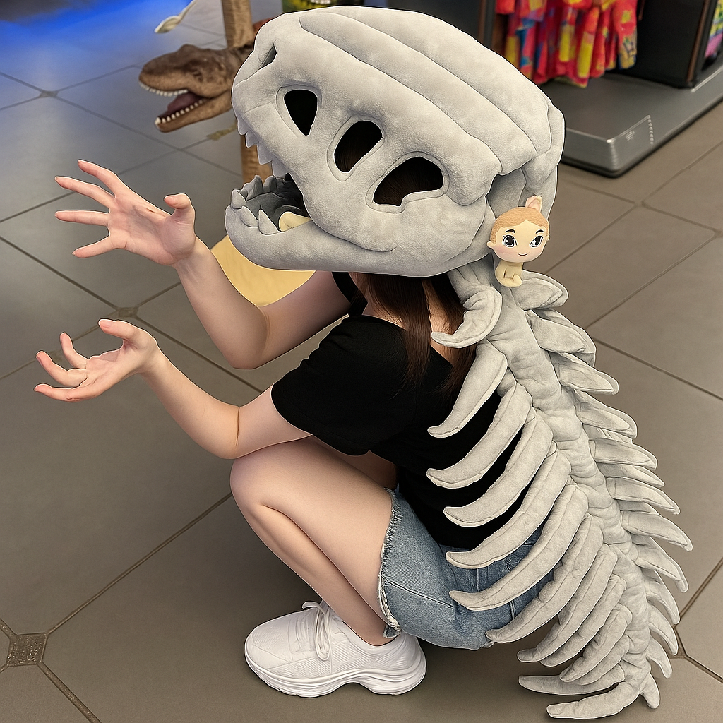 Blødt Dinosaur Skeletkostume til Fantasifuld Leg og Komfort