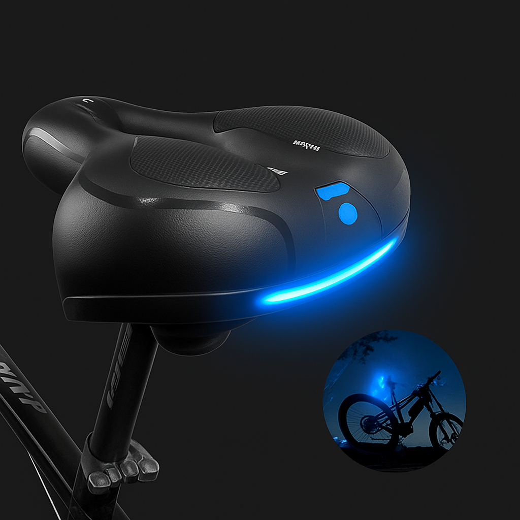 Bekväm gelsadel för cykel med reflex för säker nattkörning