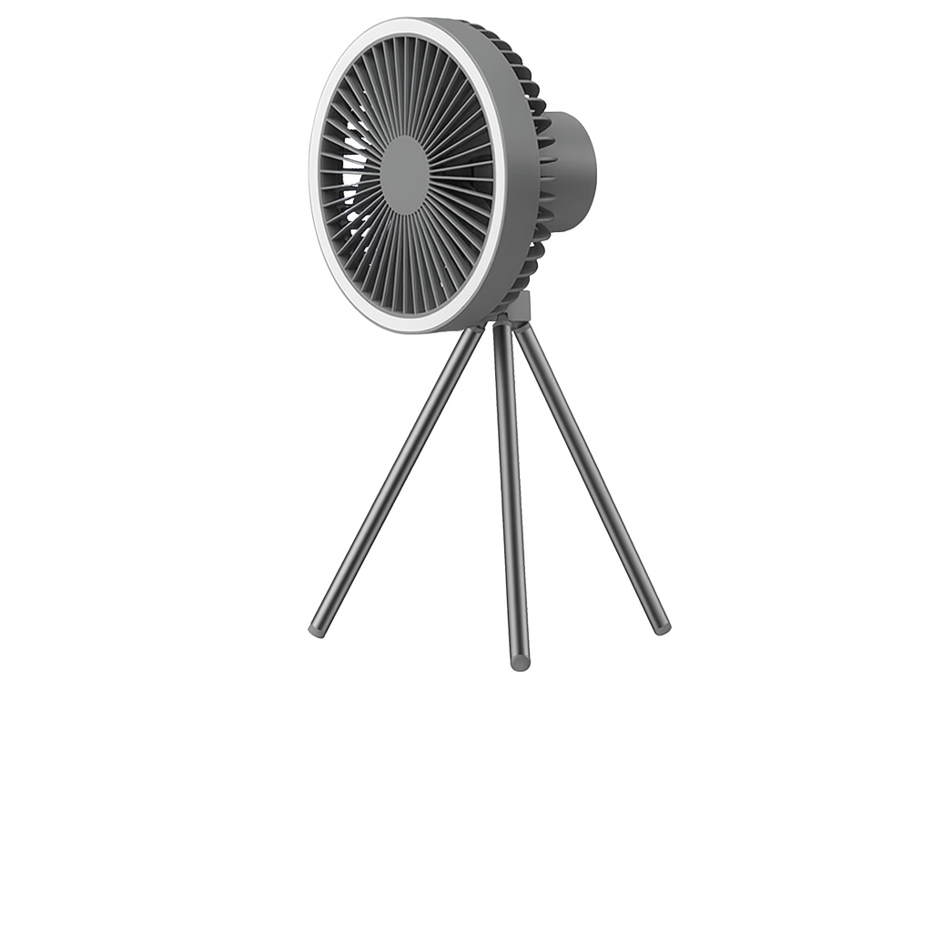 Genopladelig Campingventilator med LED & Powerbank