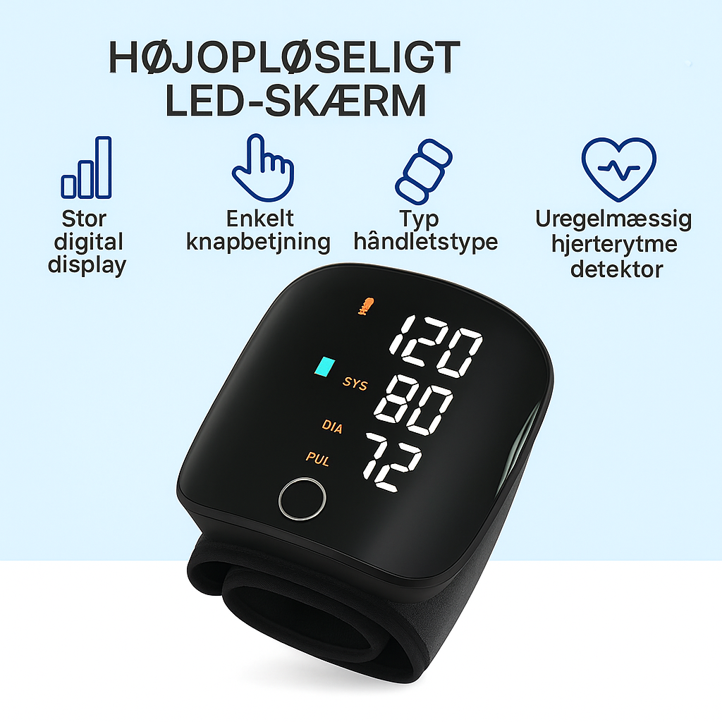 Precision Blodtrycksmätare med Bluetooth & Arytmidetektering