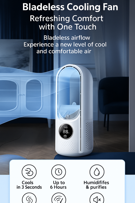 Bladeless USB Luftkøler: Stille, Effektiv Køling & Fugtning