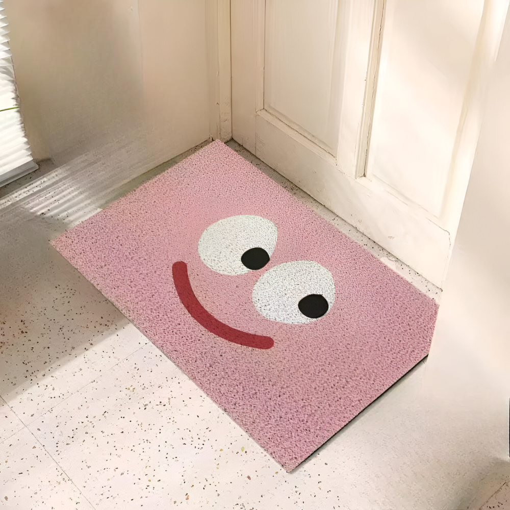 Skridsikker Smiley Dørmåtte – Vandabsorberende, Indendørs/Udendørs