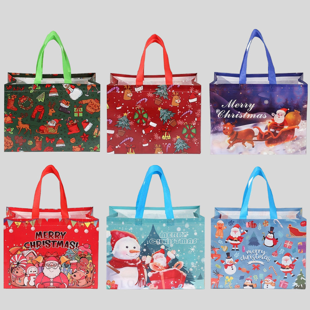 Genanvendelige juleposer, store tote til gaver