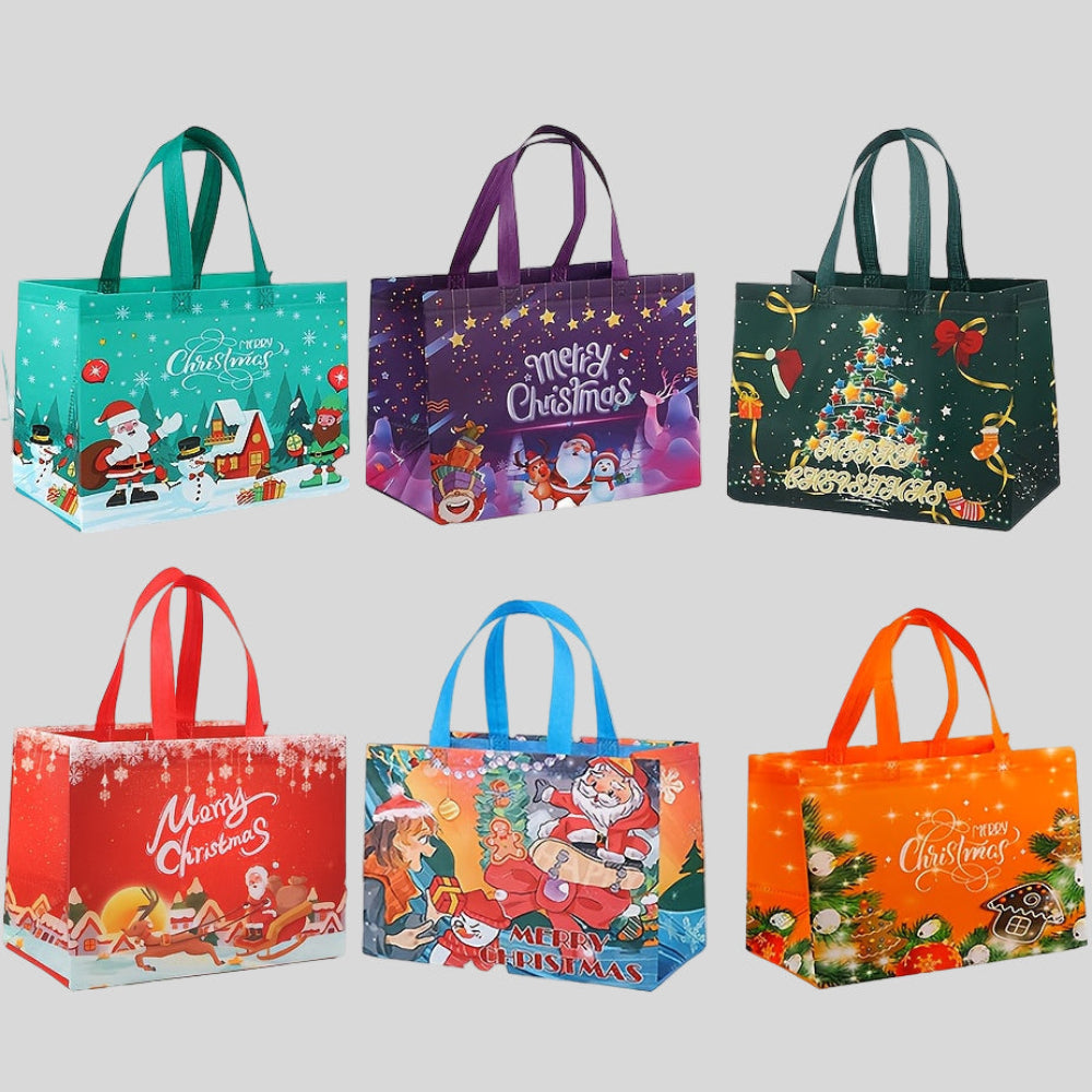 Genanvendelige juleposer, store tote til gaver