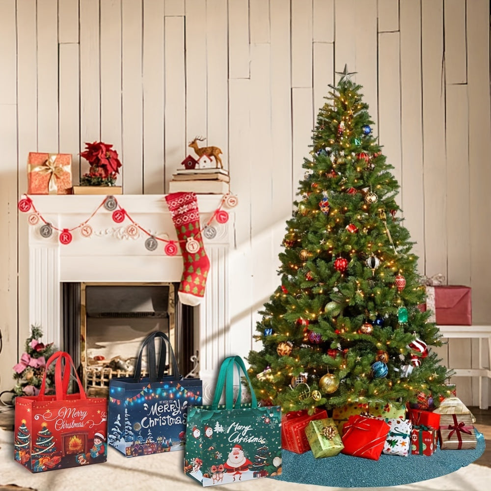 Genanvendelige juleposer, store tote til gaver