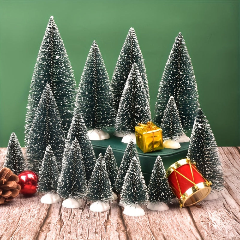 Mini Julgran Set, Snö Trädekorationer till Bordet