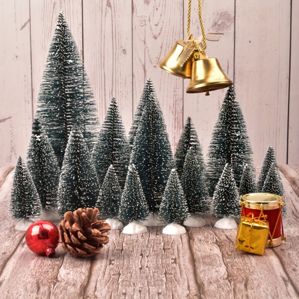 Mini Julgran Set, Snö Trädekorationer till Bordet