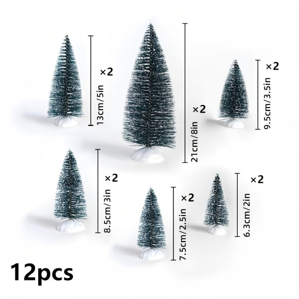 Mini Julgran Set, Snö Trädekorationer till Bordet
