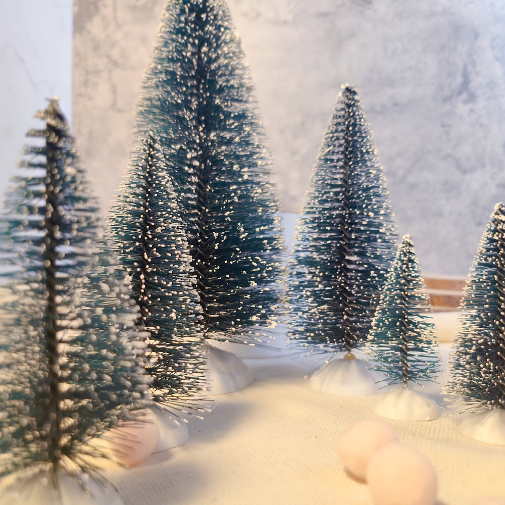 Mini Julgran Set, Snö Trädekorationer till Bordet