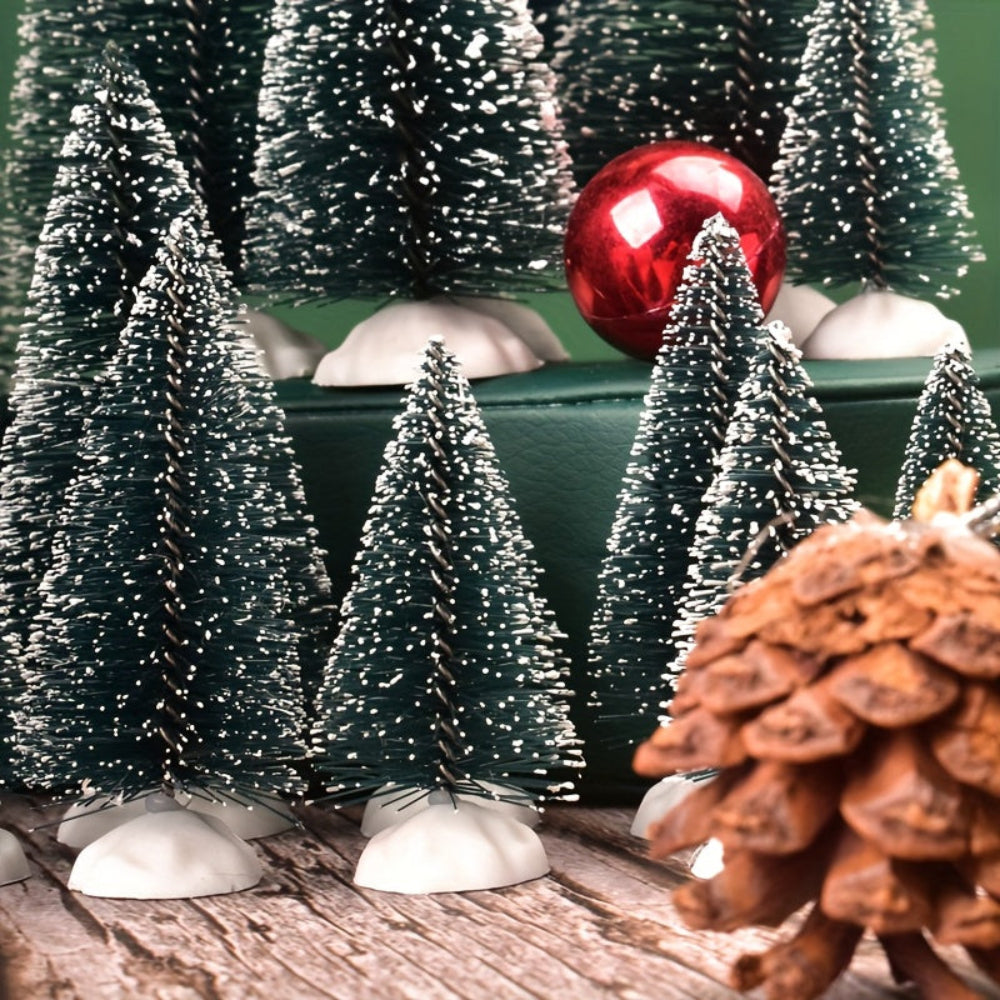 Mini Julgran Set, Snö Trädekorationer till Bordet