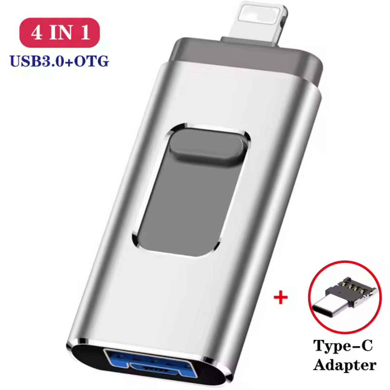 Mångsidigt 4-i-1 USB-minne för iPhone, Android och PC