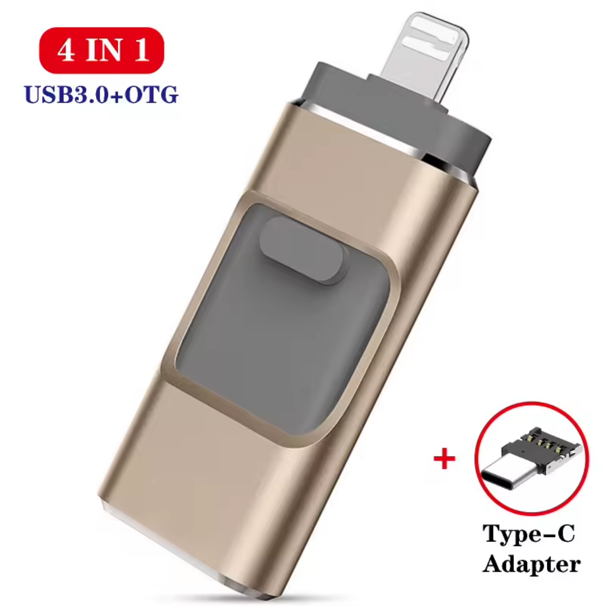 Mångsidigt 4-i-1 USB-minne för iPhone, Android och PC