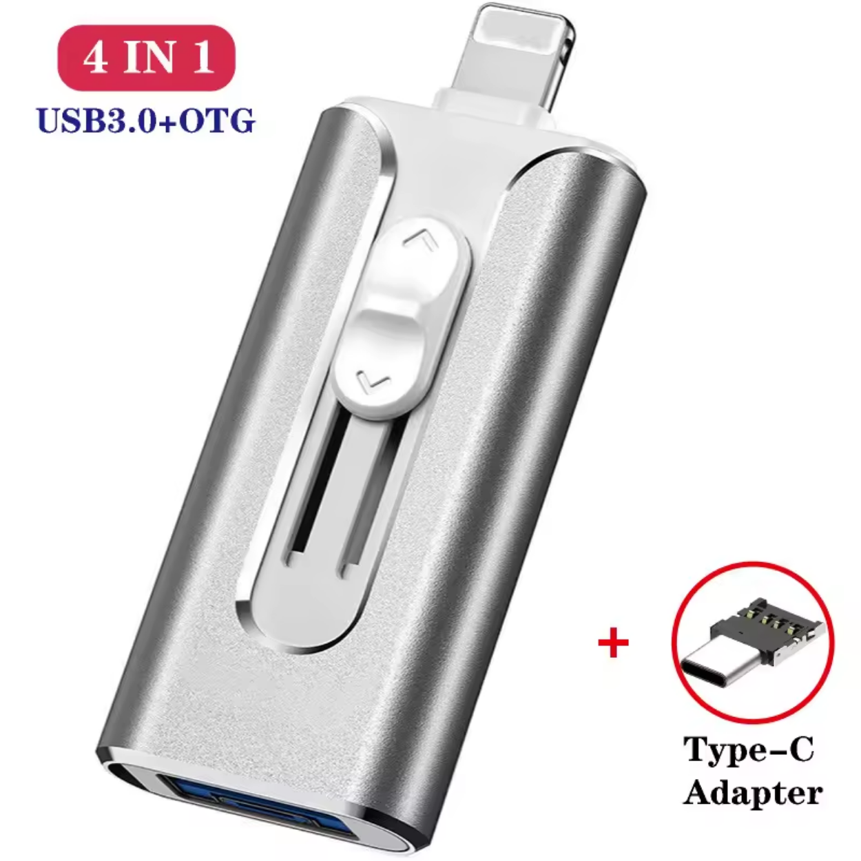 Mångsidigt 4-i-1 USB-minne för iPhone, Android och PC