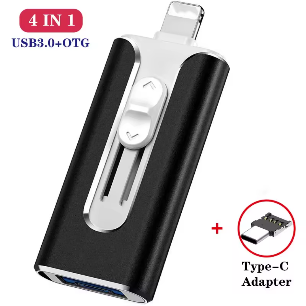 Mångsidigt 4-i-1 USB-minne för iPhone, Android och PC