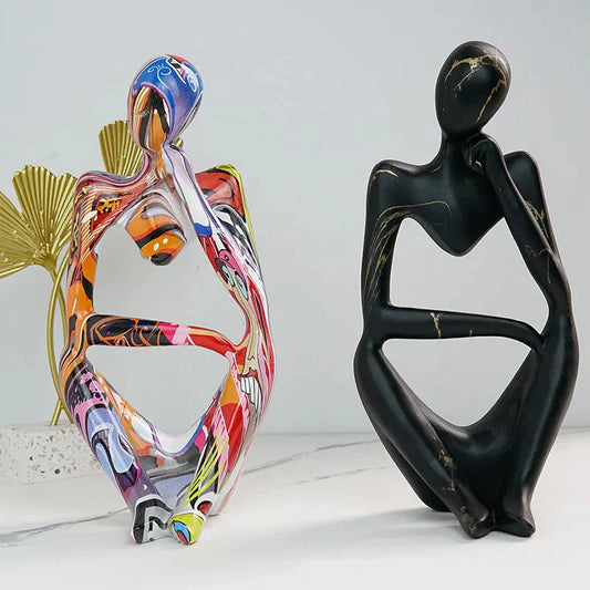 Modern Abstrakt Tänkarskulptur | Handgjord Resin Dekoration