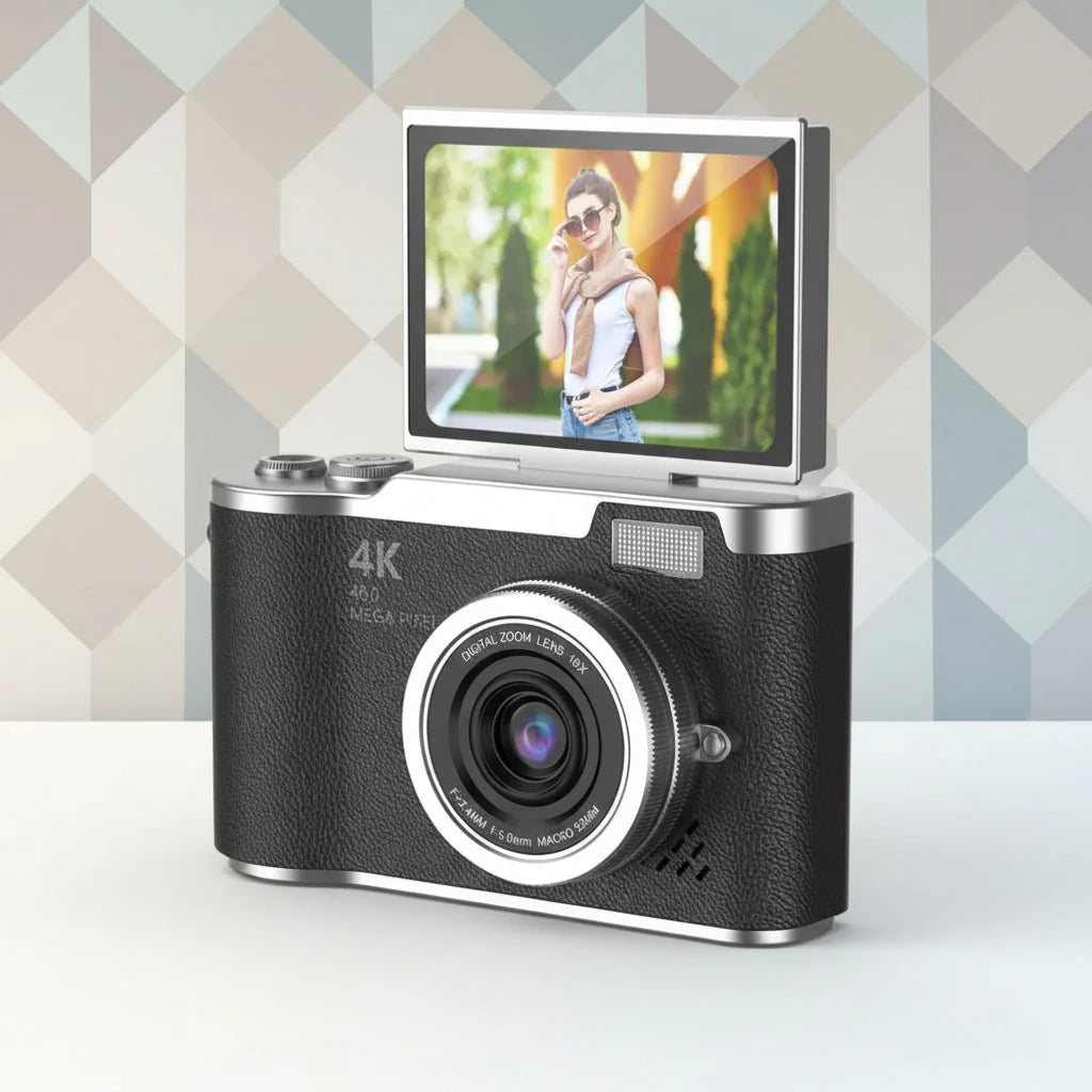 4K Kamera med Flip Skærm & 8X Zoom til Perfekte Billeder