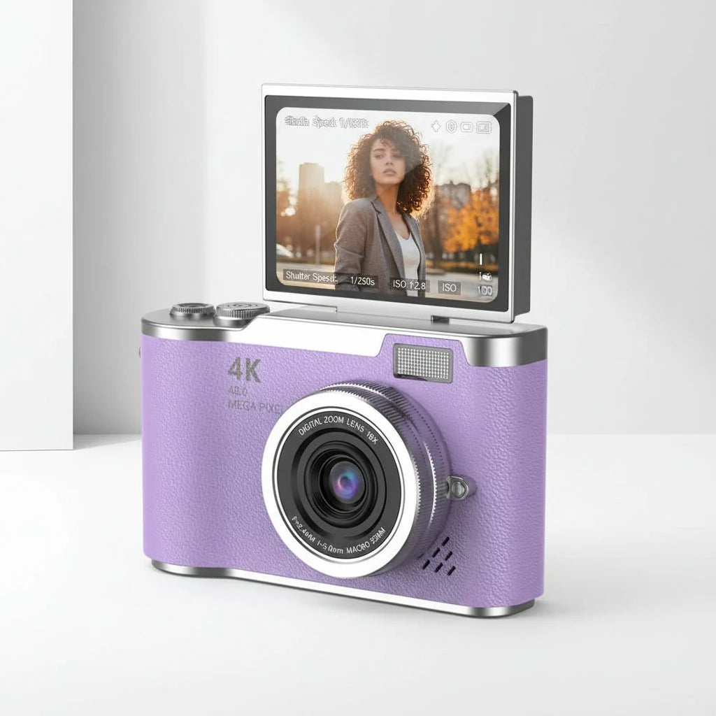 4K Kamera med Flip Skærm & 8X Zoom til Perfekte Billeder