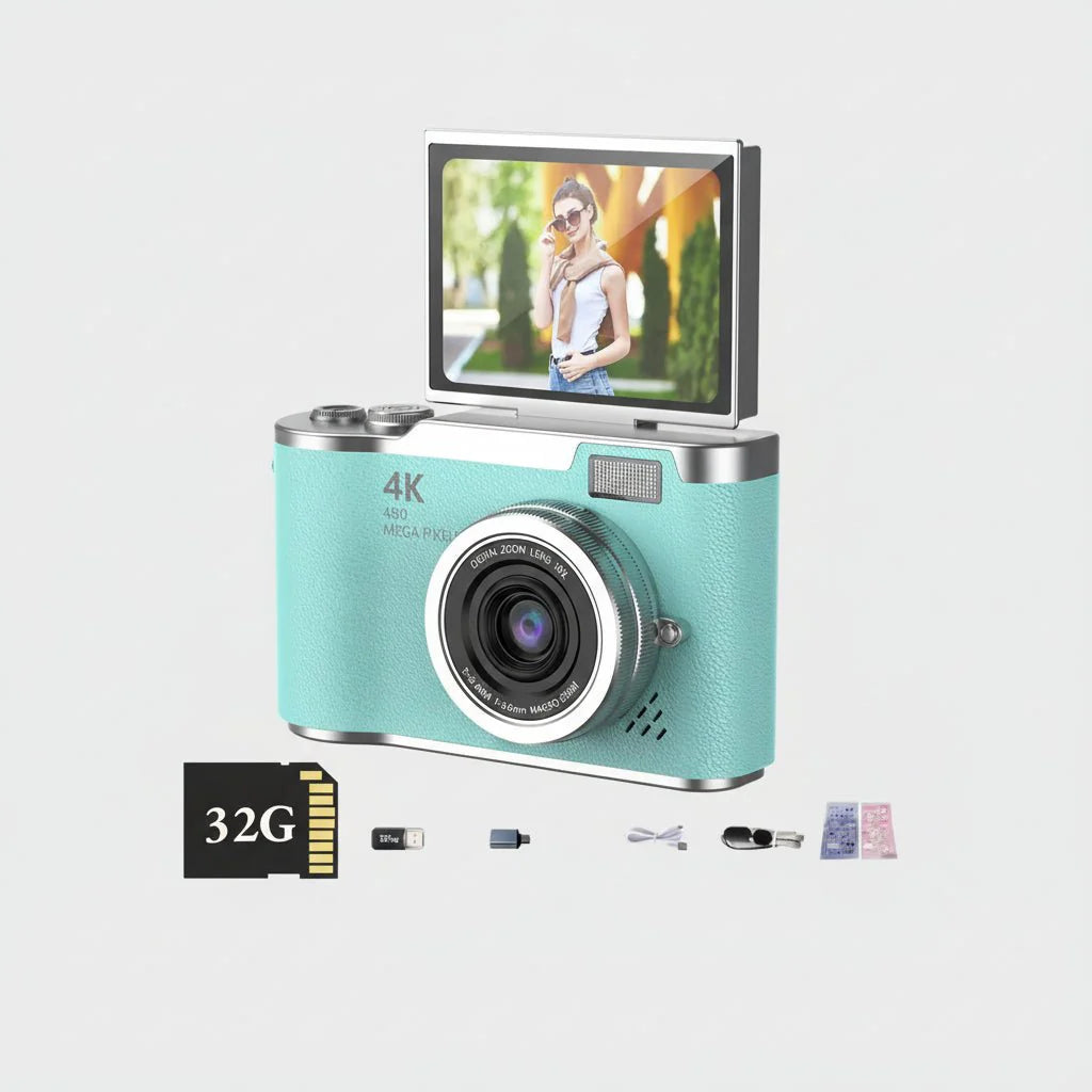 4K Kamera med Flip Skærm & 8X Zoom til Perfekte Billeder