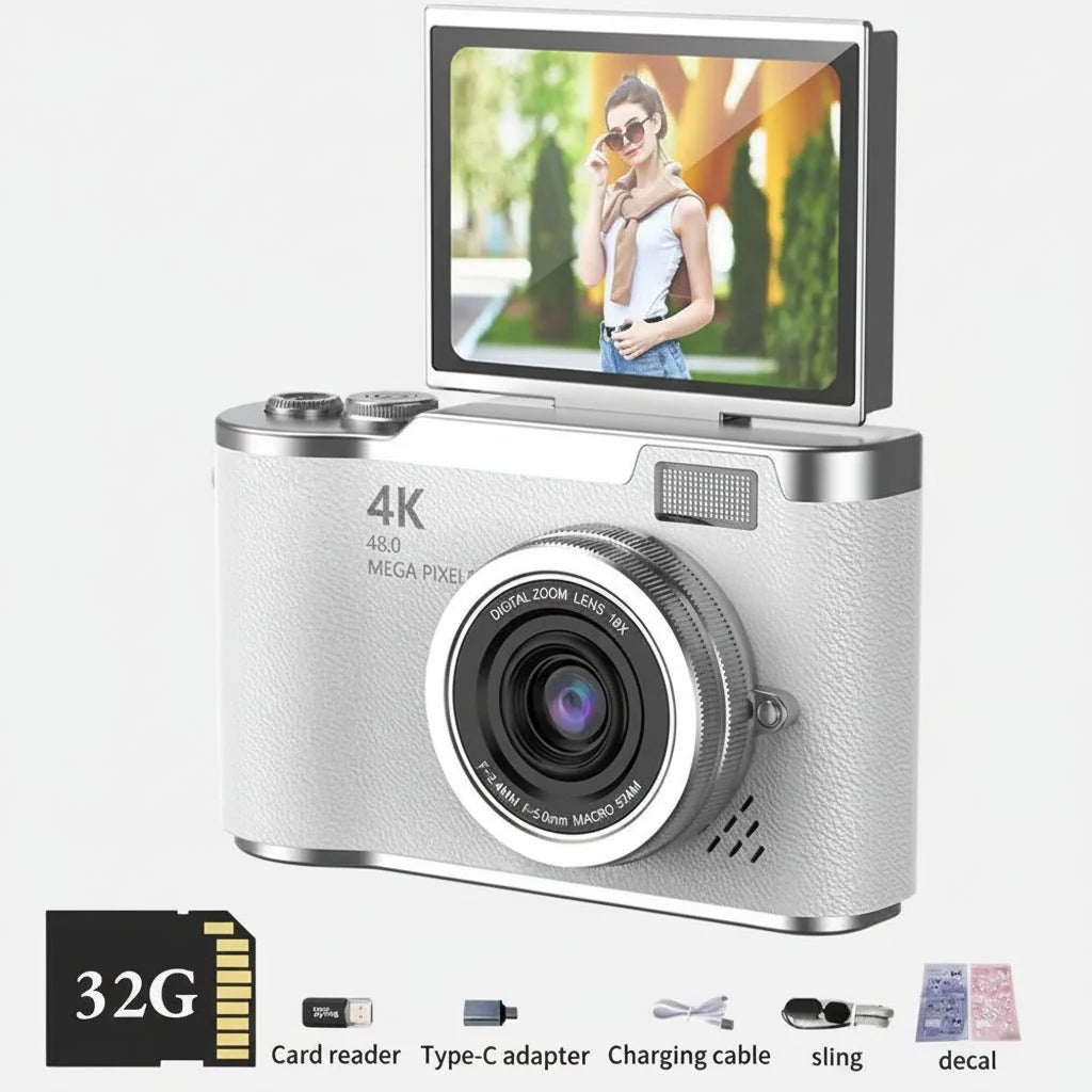 4K Kamera med Flip Skærm & 8X Zoom til Perfekte Billeder