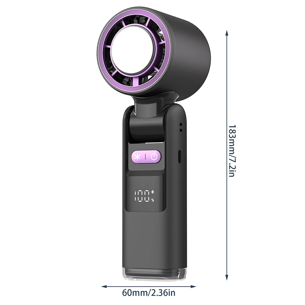 Kraftfuld Mini Håndventilator med Digitalt Display & 4000mAh Batteri
