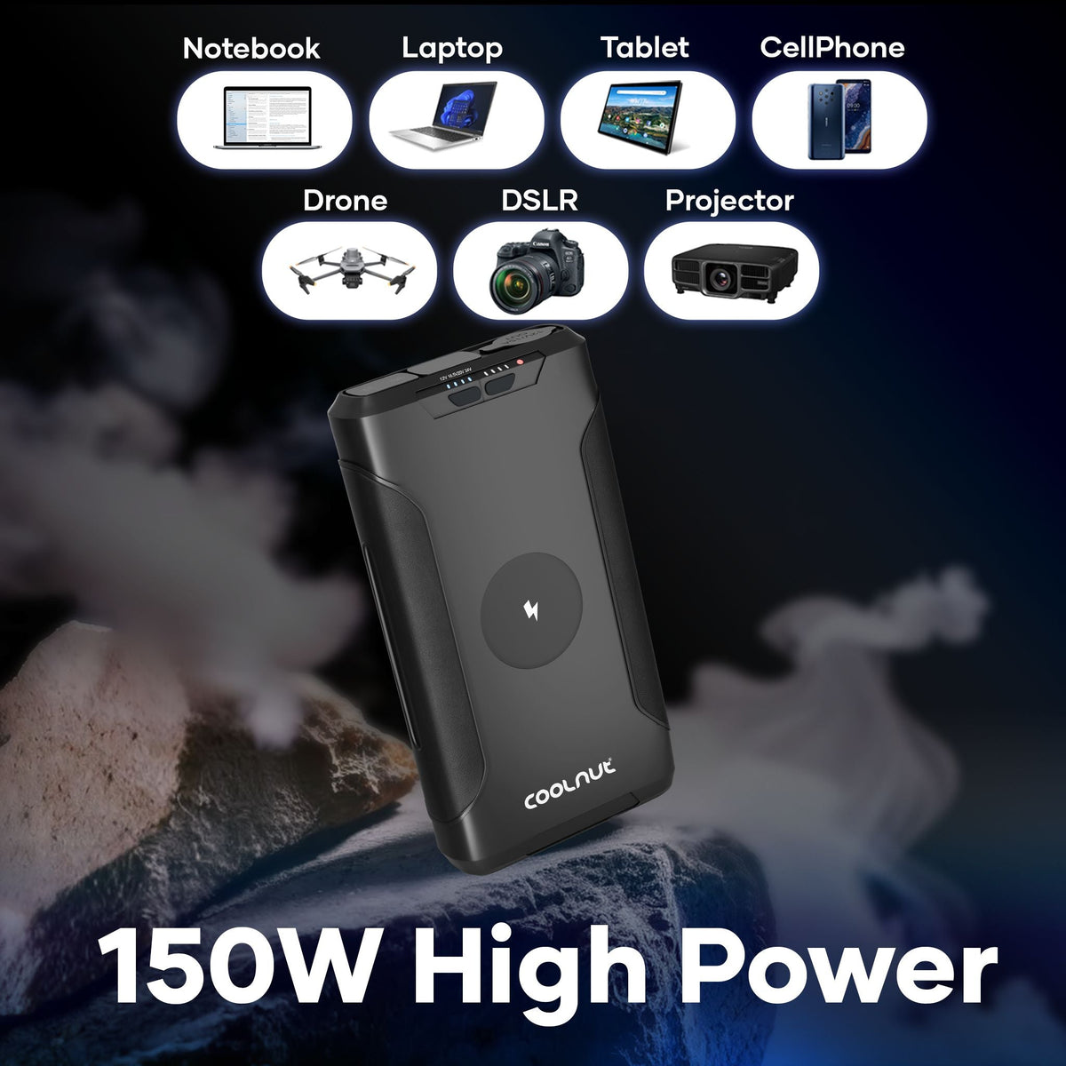Bærbar strømforsyning – 150 W, 222 Wh kapacitet, 60.000 mAh til camping