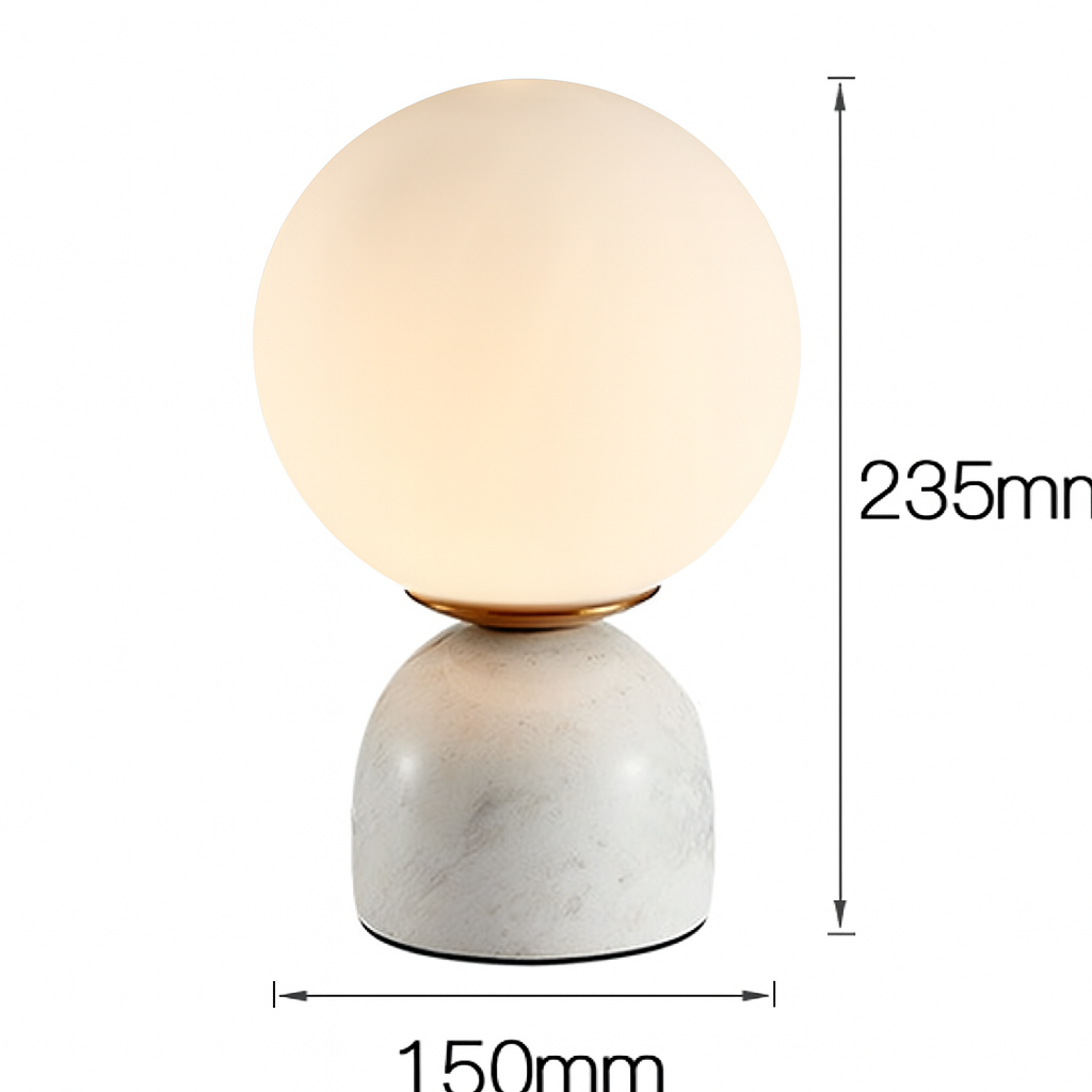 Elegant Bordlampe med Glasglobus og Stabil Stenbase