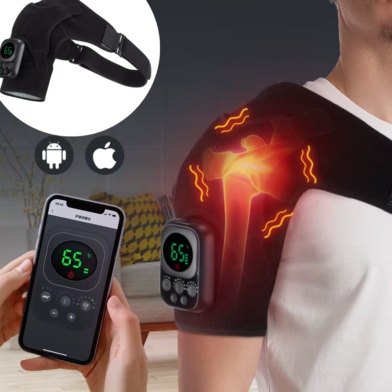 Varmende Skuldermassageapparat med Vibrationer