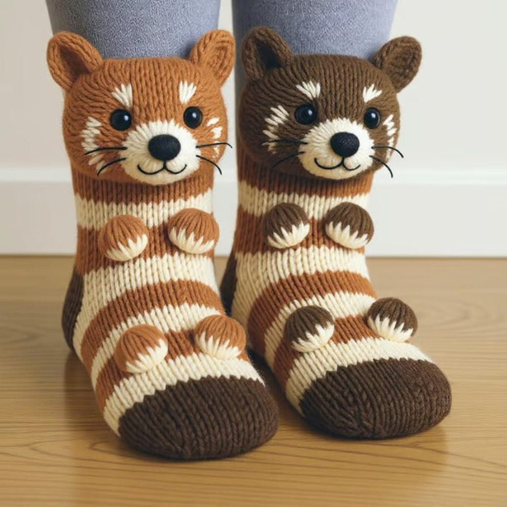 Djurinspirerade halkfria toffelsockor för vintermys
