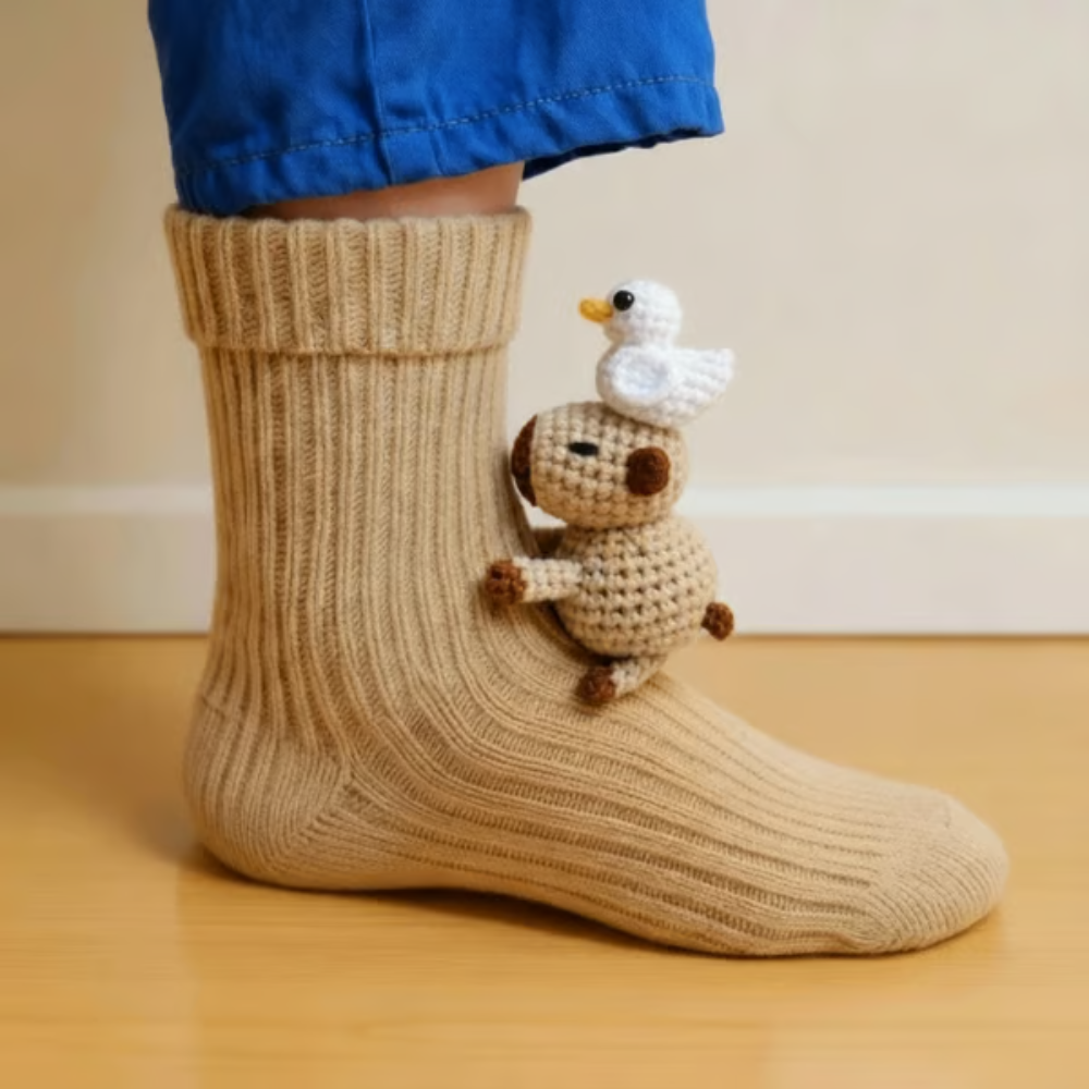 Djurinspirerade halkfria toffelsockor för vintermys