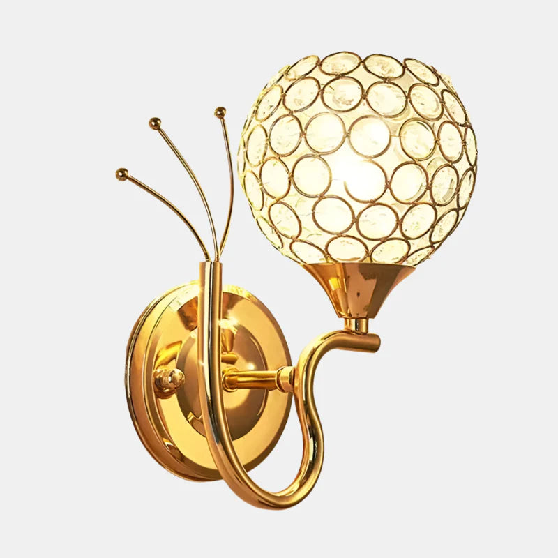Elegant LED-vägglampa med kristallreflektioner
