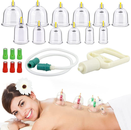 32-dels set för massage och akupunktur med sugterapi