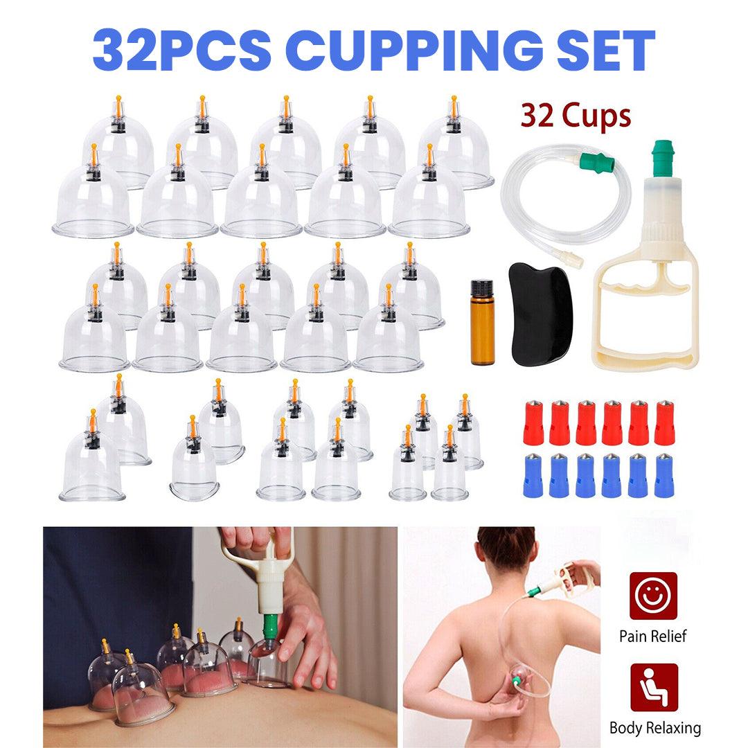 32-dels set för massage och akupunktur med sugterapi