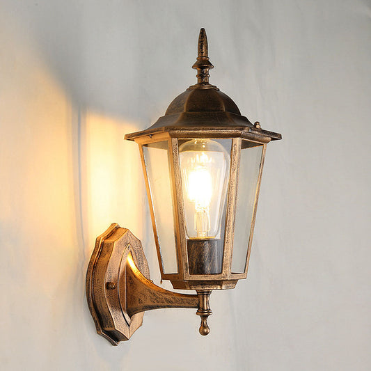 Vintage Udendørs Væglampe i Glas og Metal – Klassisk Stil