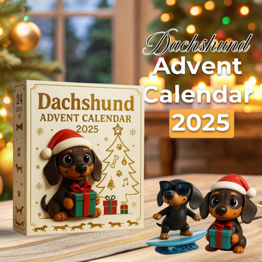 Julekalender 2025 med 24 Håndmalede Gravhunde Figurer