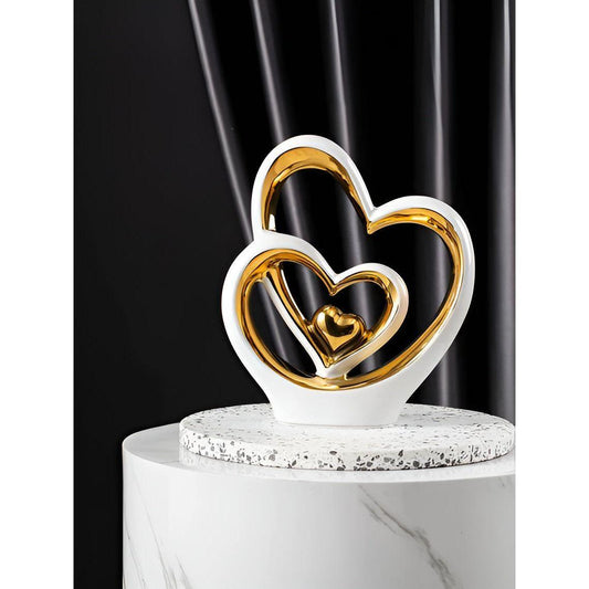 Porcelænsfigur med Dobbelt Hjerte – Evig Kærlighed & Elegance