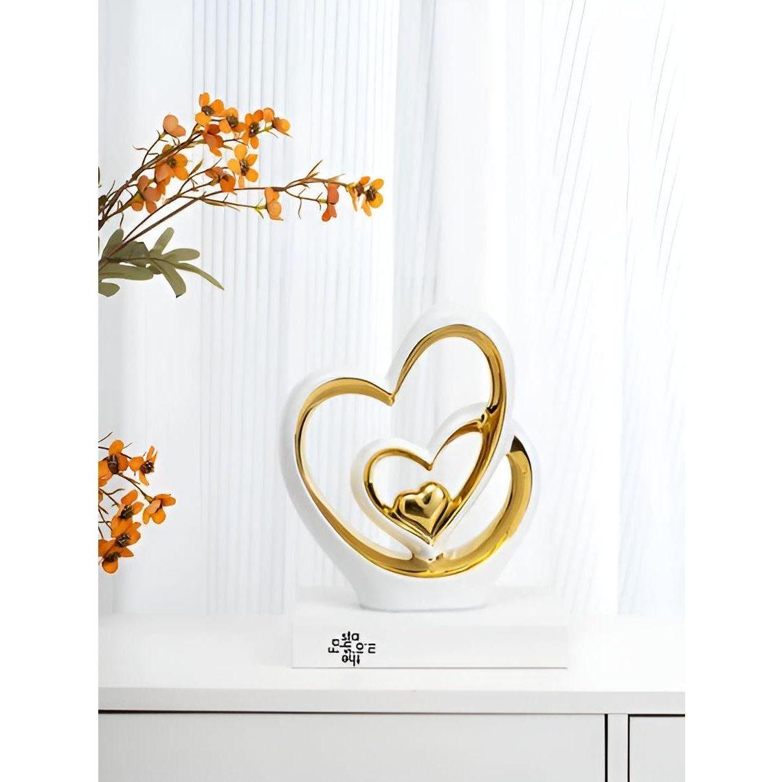 Porcelænsfigur med Dobbelt Hjerte – Evig Kærlighed & Elegance