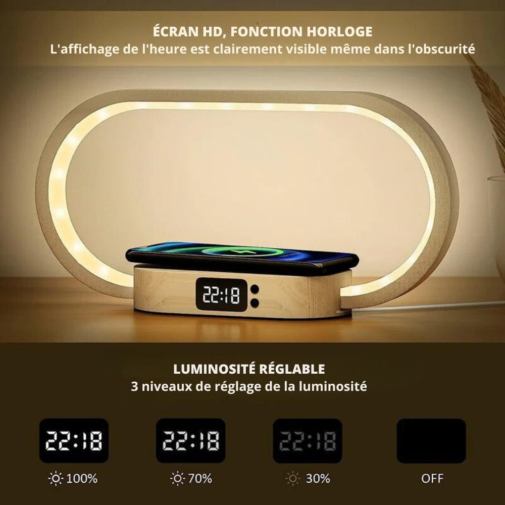 Trådløs Oplader & Ur: Stilfuld 2-i-1 Løsning til Kontoret