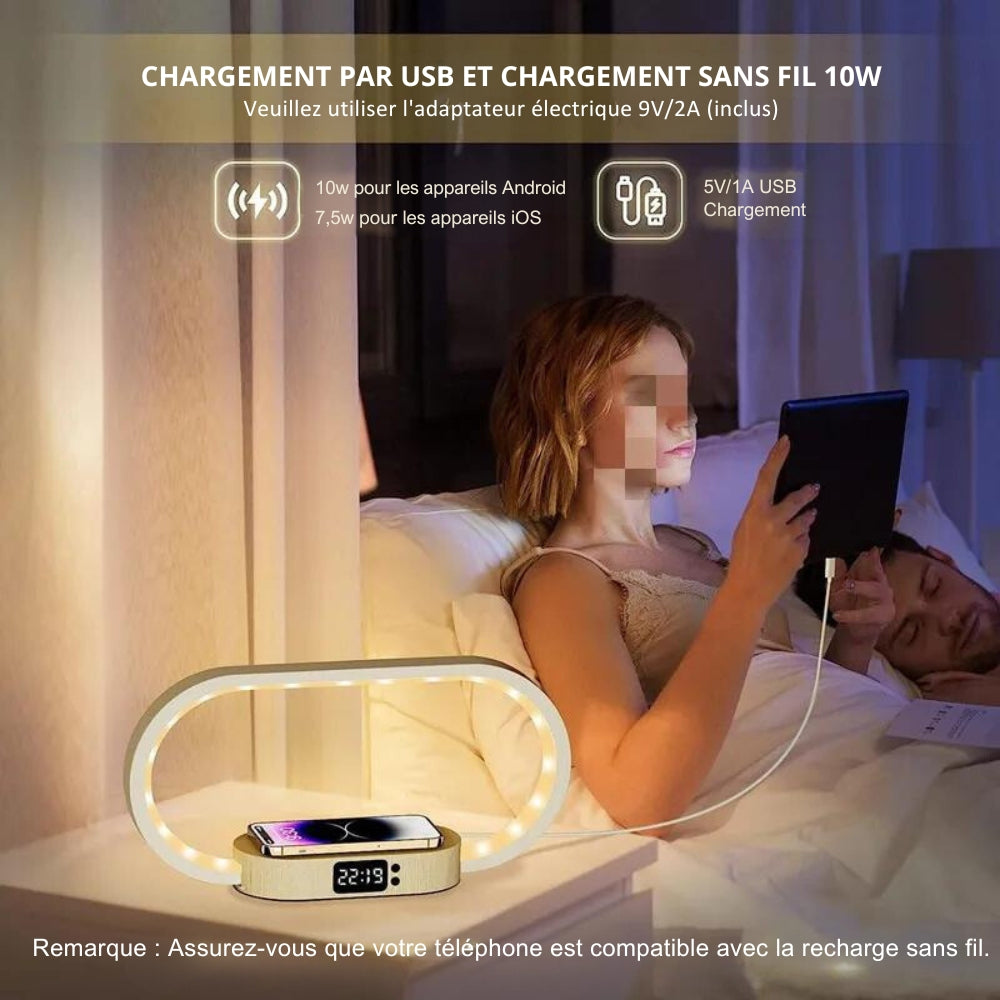 Trådløs Oplader & Ur: Stilfuld 2-i-1 Løsning til Kontoret