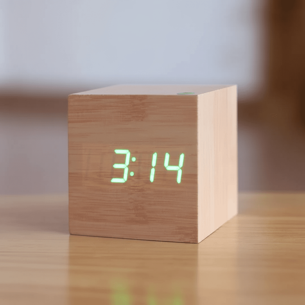 Digital Träklocka med LED – Snygg och Energibesparande Design