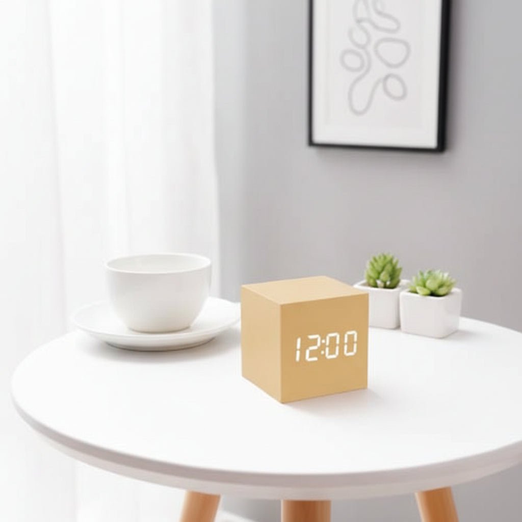 Digital Träklocka med LED – Snygg och Energibesparande Design