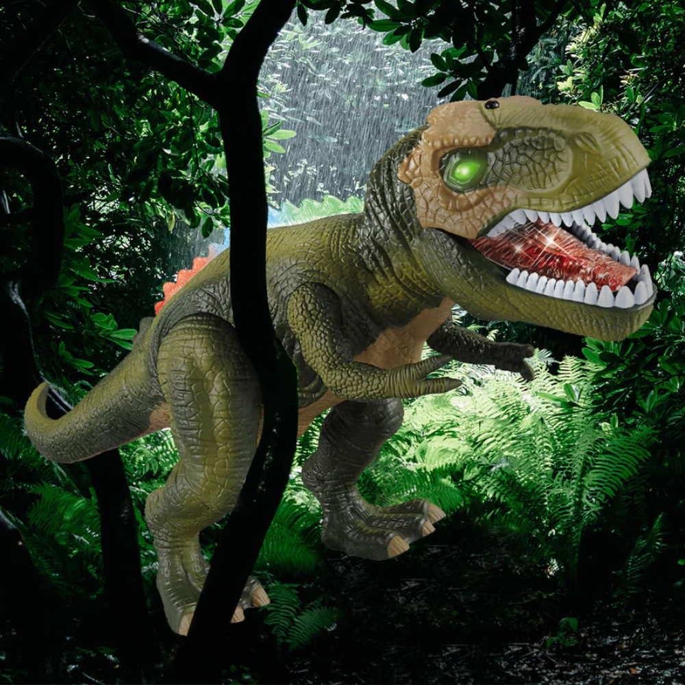 Interaktiv RC dinosaur legetøj, lyser og bevæger sig