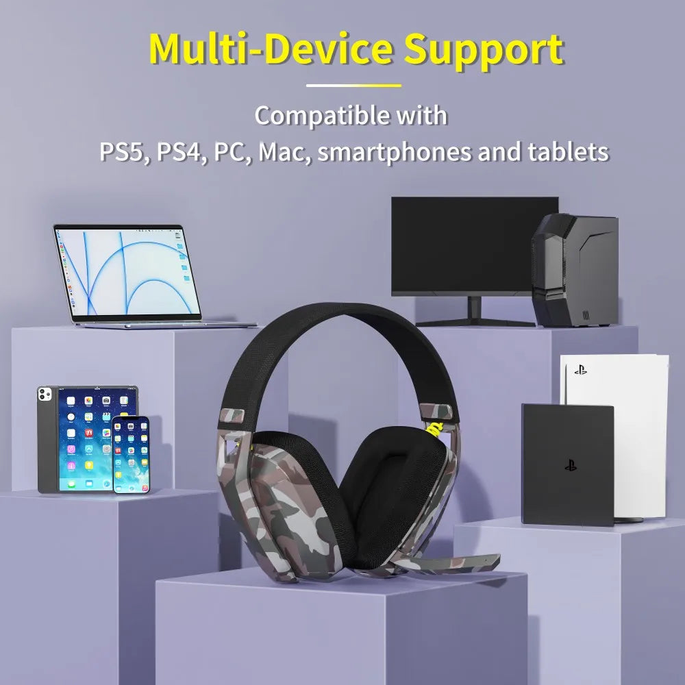 Kabelfrit Gaming Hovedtelefon med 2,4 GHz og Bluetooth – til PS5, PS4 og PC