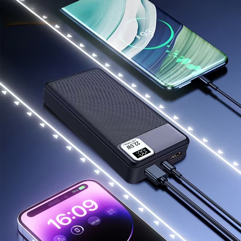 Kraftfuld bærbar powerbank med LED-skærm og multi-interface