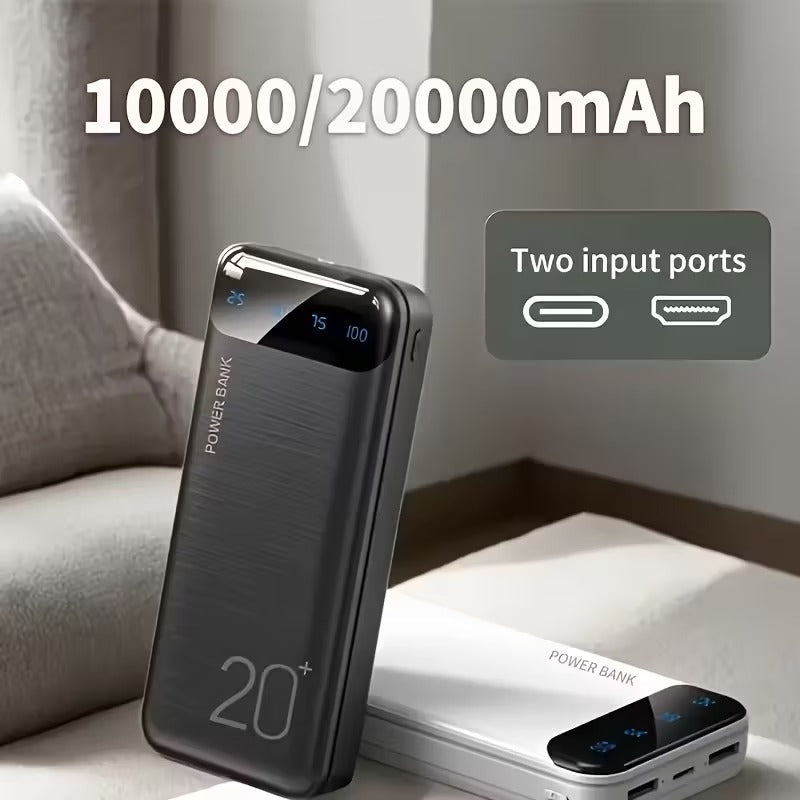 Kraftfull Powerbank 10000-20000 mAh med LED & Dubbel USB