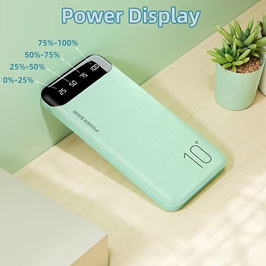 Kraftfuld Powerbank 10000-20000 mAh med LED & Dobbelt USB