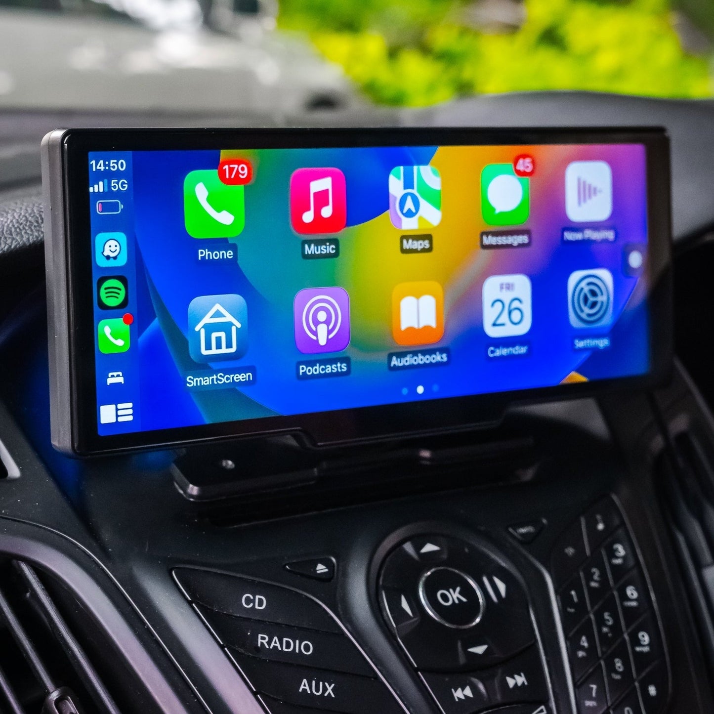 Trådløs Bilskærm med Touch & Stemmestyring for Sikker Kørsel